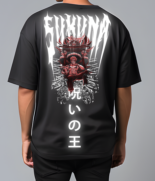 SUKUNA KING Reflective oversize drop shoulder t shirt
