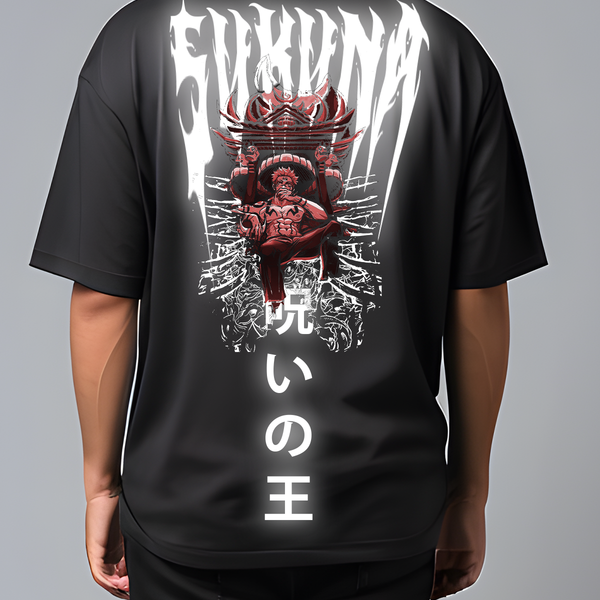 SUKUNA KING Reflective oversize drop shoulder t shirt
