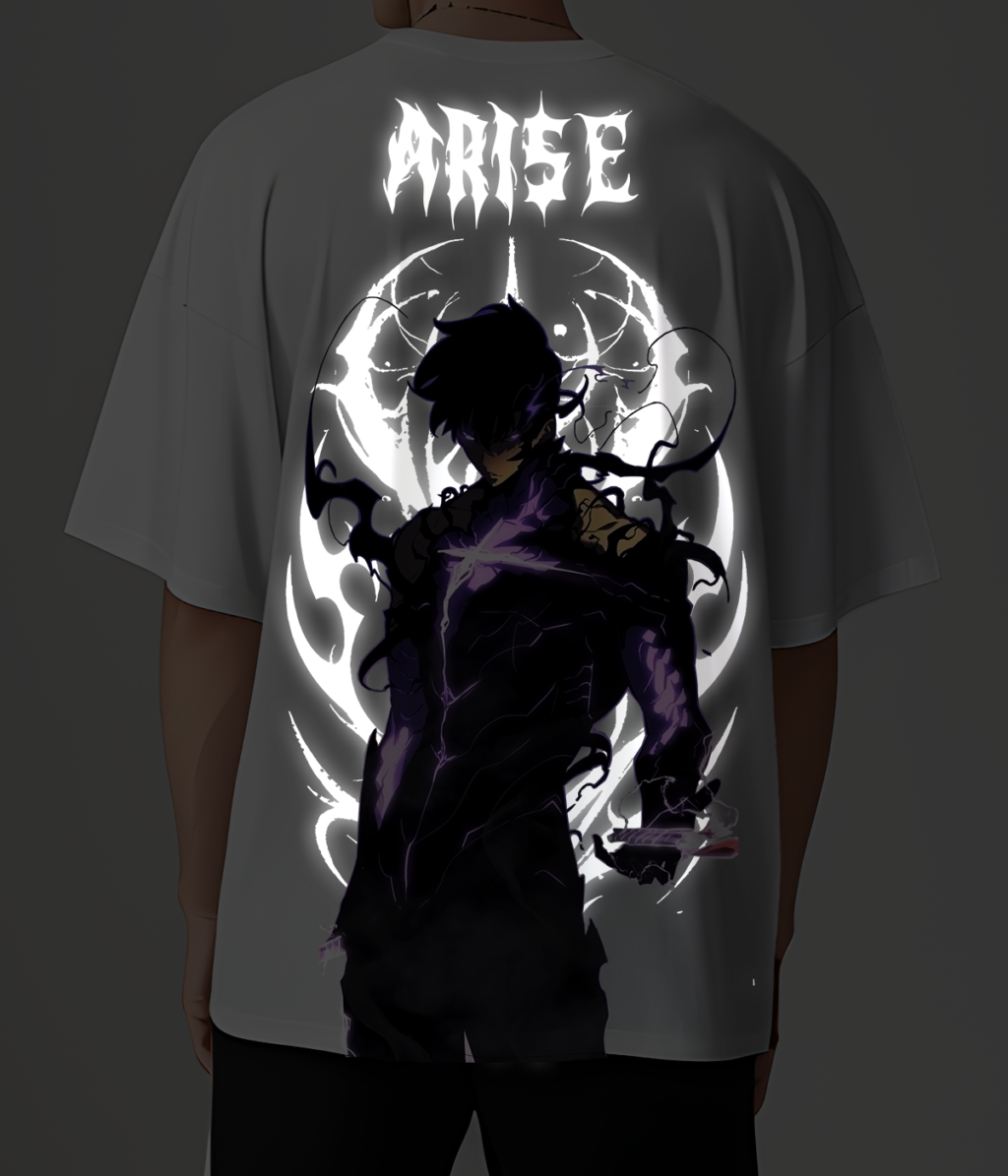 solo leveling reflective Arise Again Oversized T-Shirts - Image 2