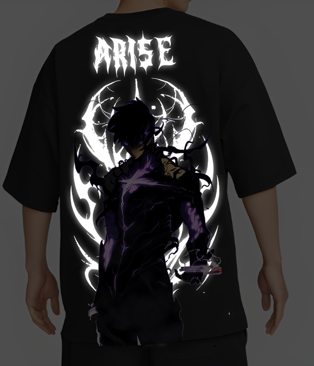 solo leveling reflective Arise Again Oversized T-Shirts - Image 3