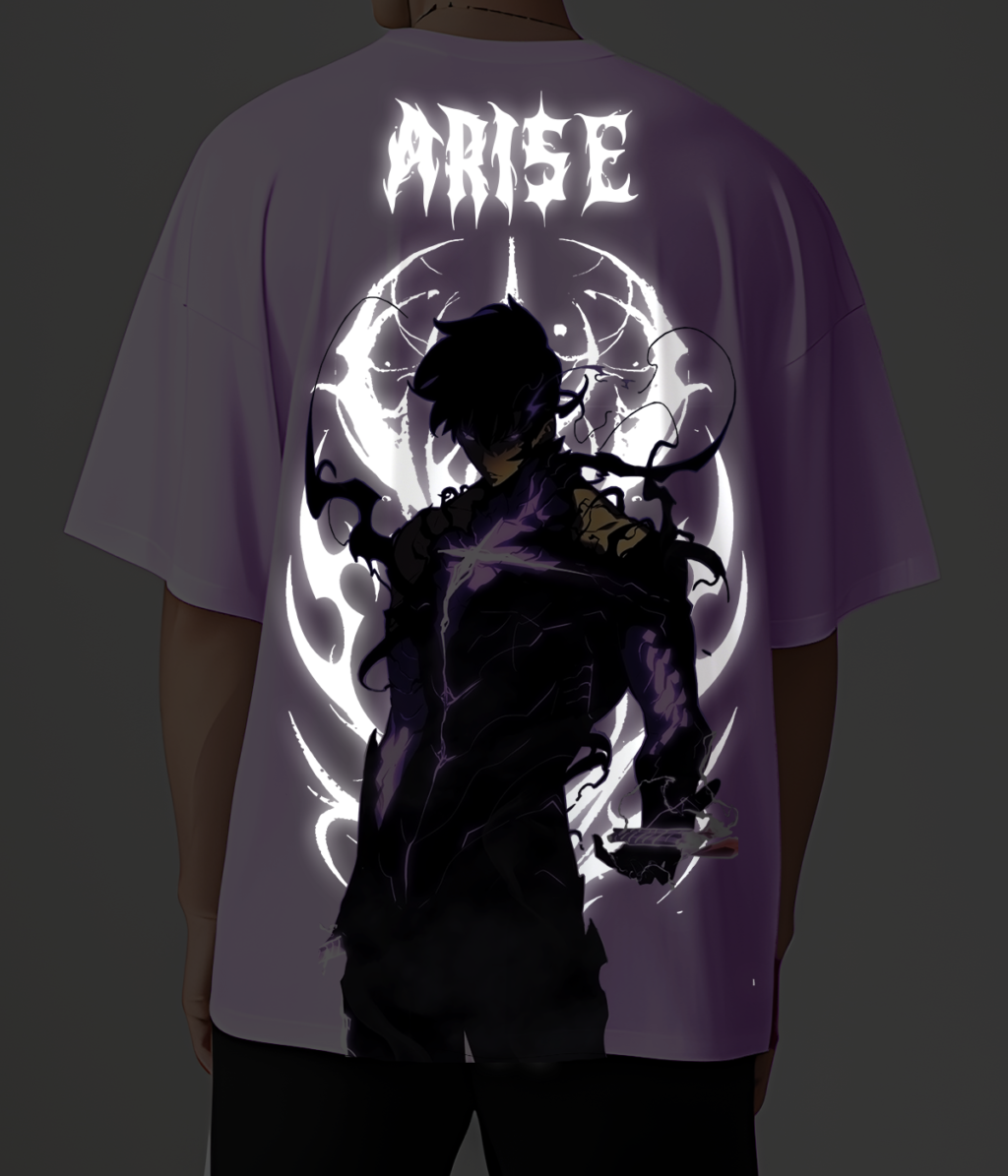 solo leveling reflective Arise Again Oversized T-Shirts - Image 4