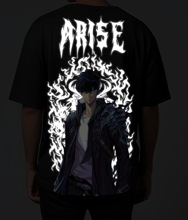 Solo leveling The Arise one Reflective oversize drop shoulder t shirt - Image 2