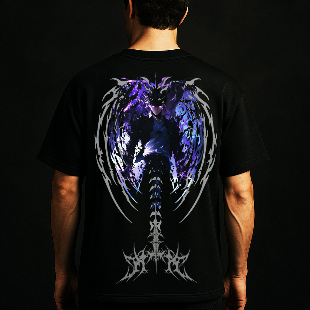 Solo Leveling level up reflective Oversized T-Shirts