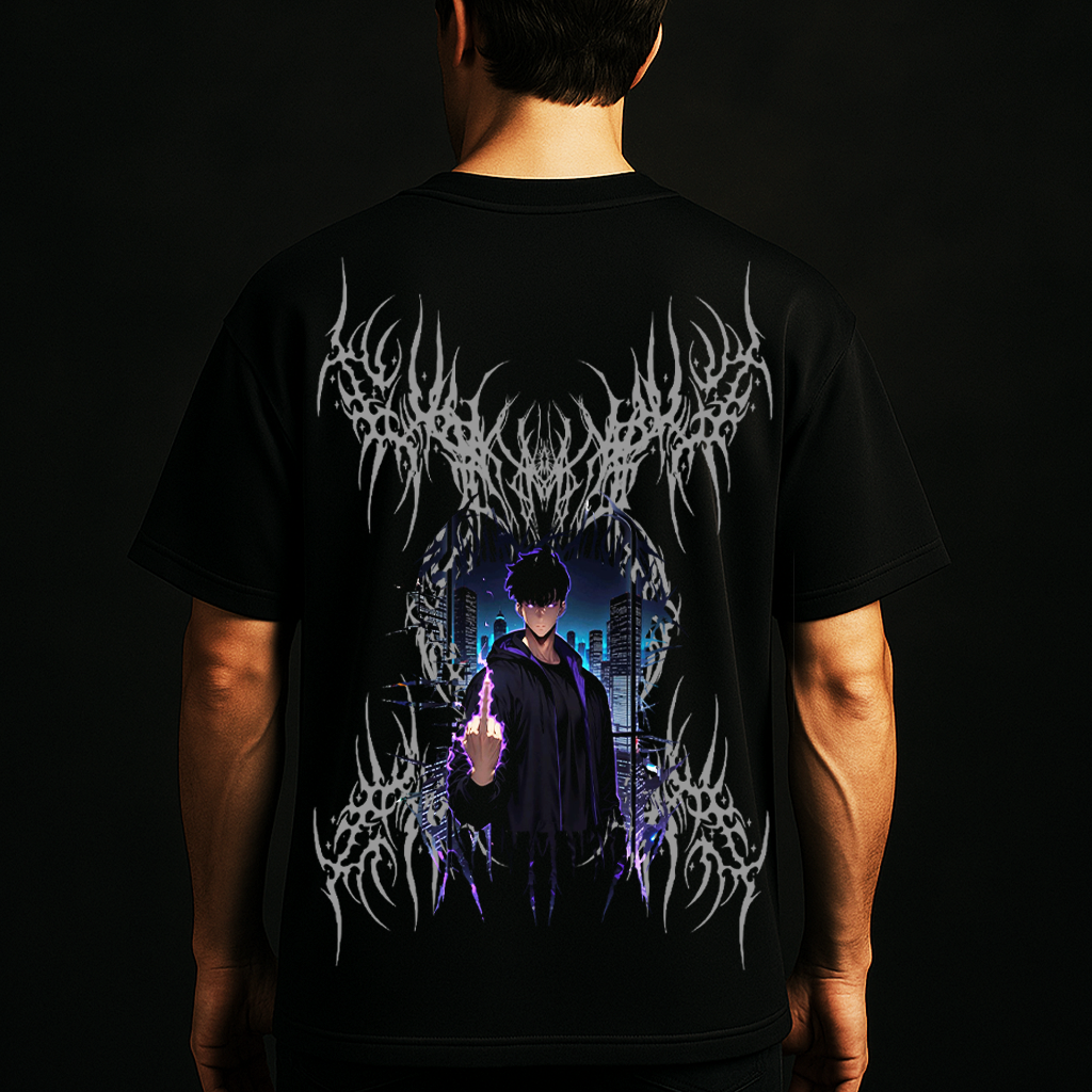 Solo Leveling level up v2 reflective Oversized T-Shirts