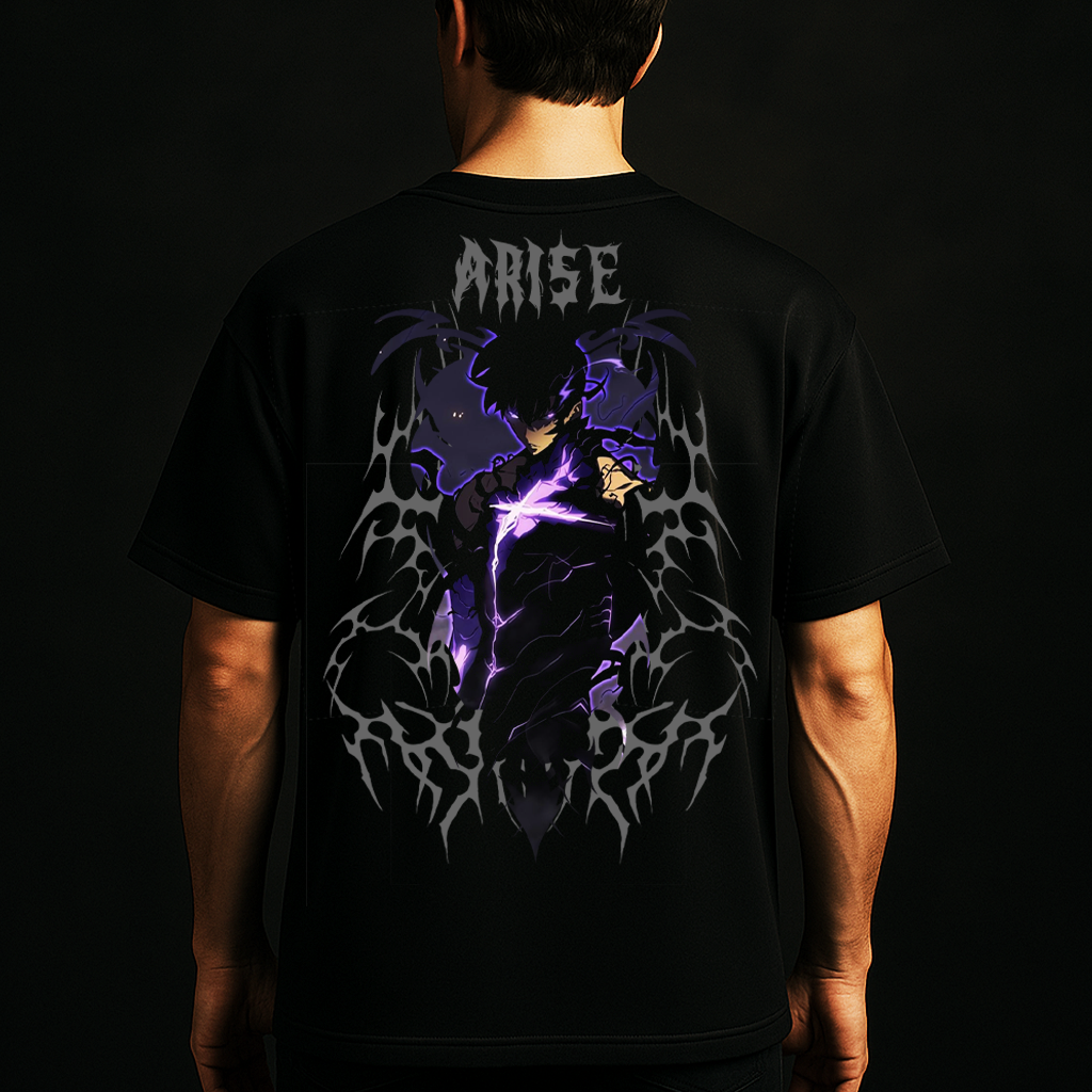 Solo Leveling level up v3 reflective Oversized T-Shirts