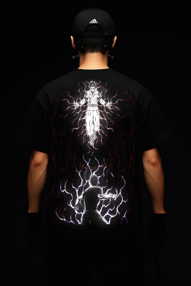 SUKUNA VS GOJO Reflective oversize t shirt - Image 2
