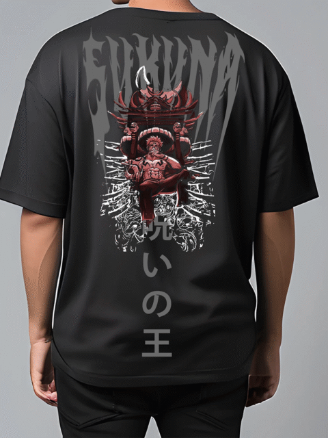 SUKUNA KING Reflective oversize drop shoulder t shirt
